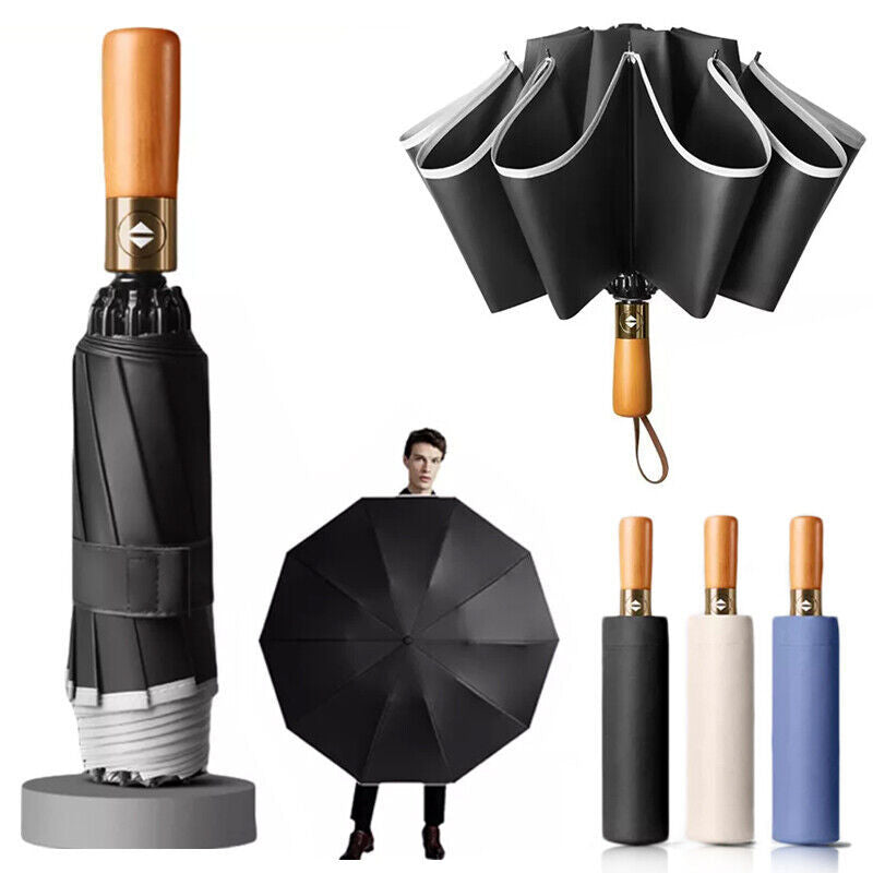 Portable Windproof Umbrella – Strong 20-Rib Frame, Automatic Open & Close, Compact Folding Design for Men & Women