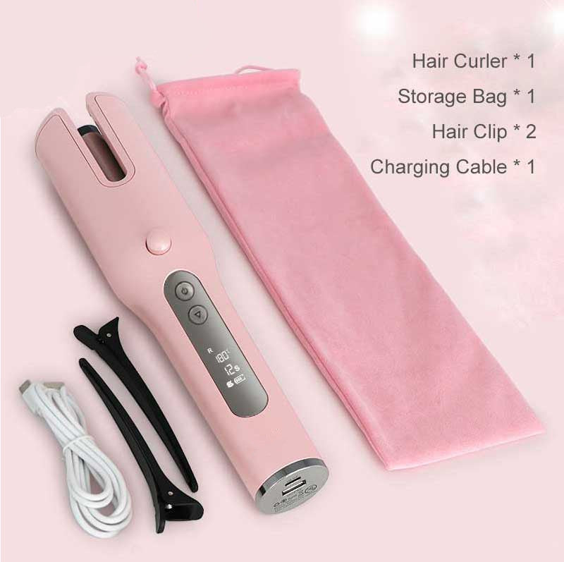 Wireless Automatic Hair Curler – USB Rechargeable, LCD Screen, Ceramic Heating, Anti-Frizz Styling Tool