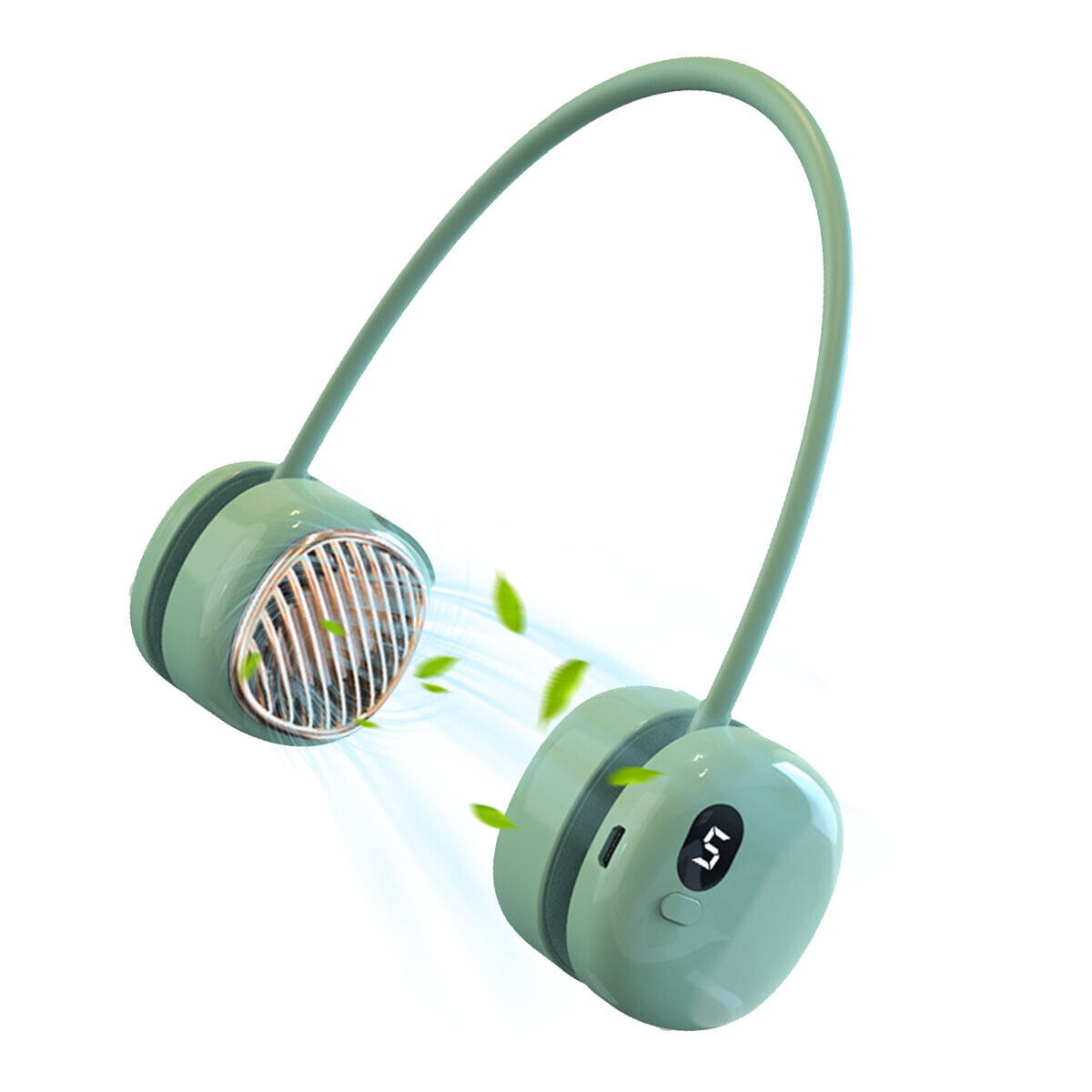 Portable Hanging Neck Fan | 5-Speed Wearable Air Cooler | Rechargeable Mini Neck Fan with LCD Display