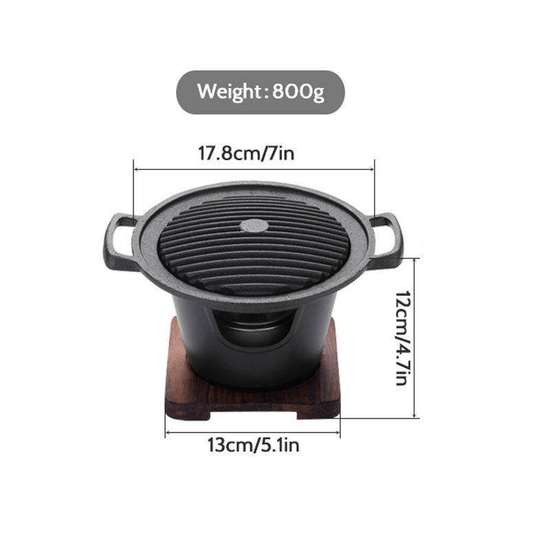 Mini Smokeless BBQ Grill | Portable Alcohol Stove for 1-2 People | Non-Stick Roasting Pan for Home & Outdoor Use