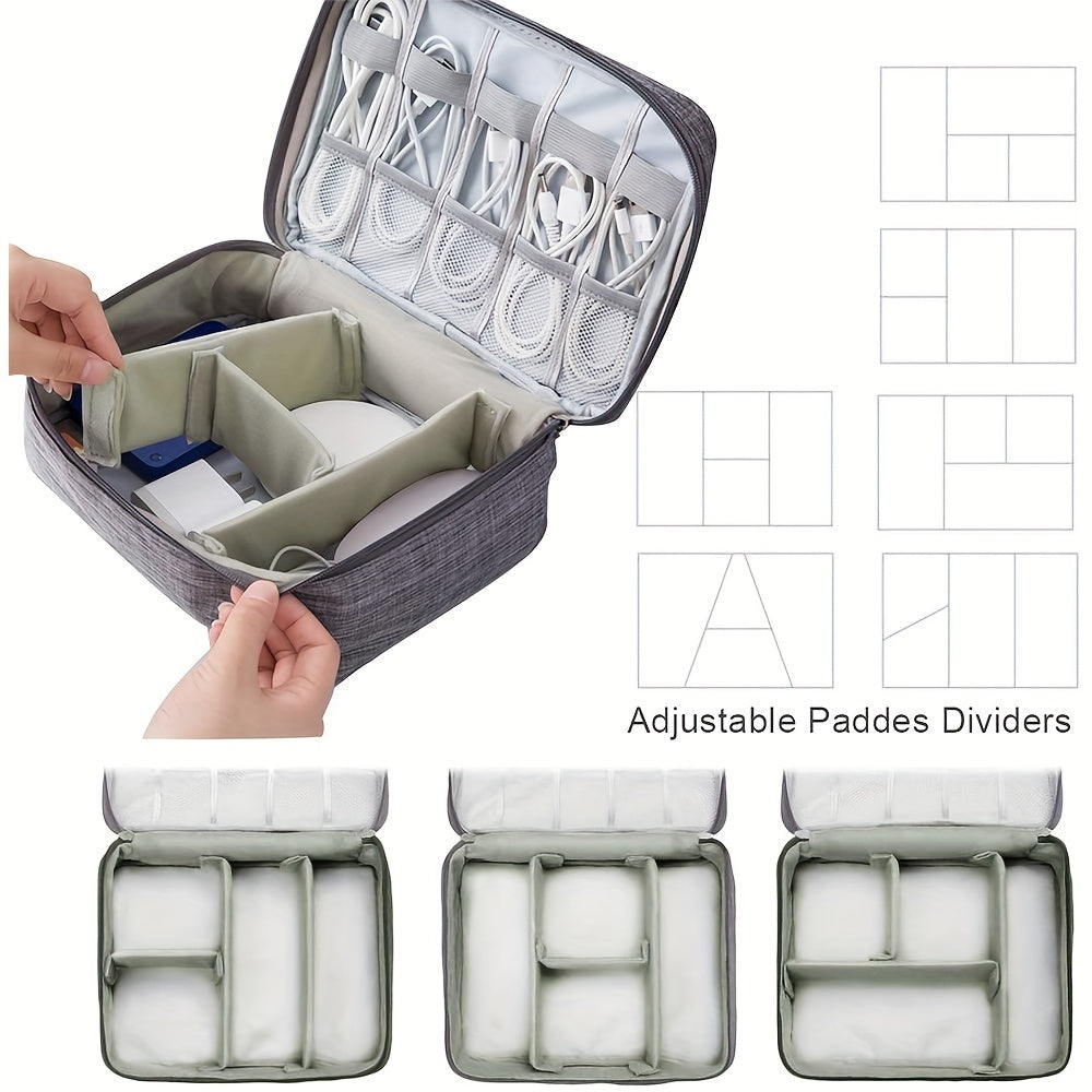 Waterproof Electronics Organizer | Travel Cable & Charger Storage Case with DIY Compartments