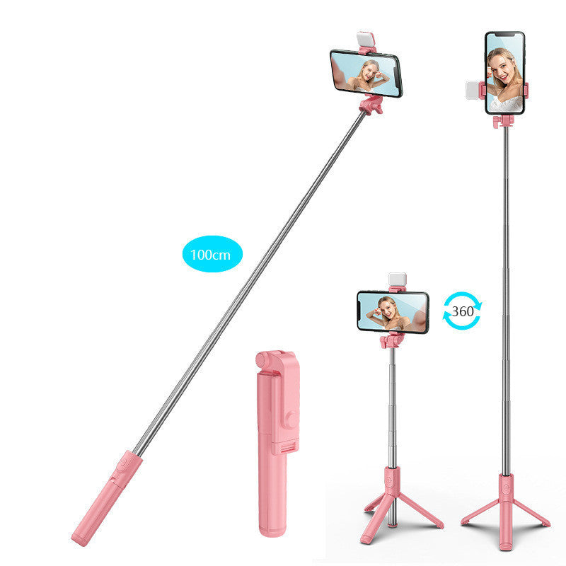 360° Rotating Bluetooth Selfie Stick with Fill Light | Tripod & Phone Holder Compatible with iPhone & Android