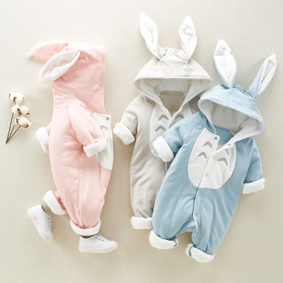 Hooded Cotton Padded Baby Romper | Thick Warm Onesie for Newborns and Infants