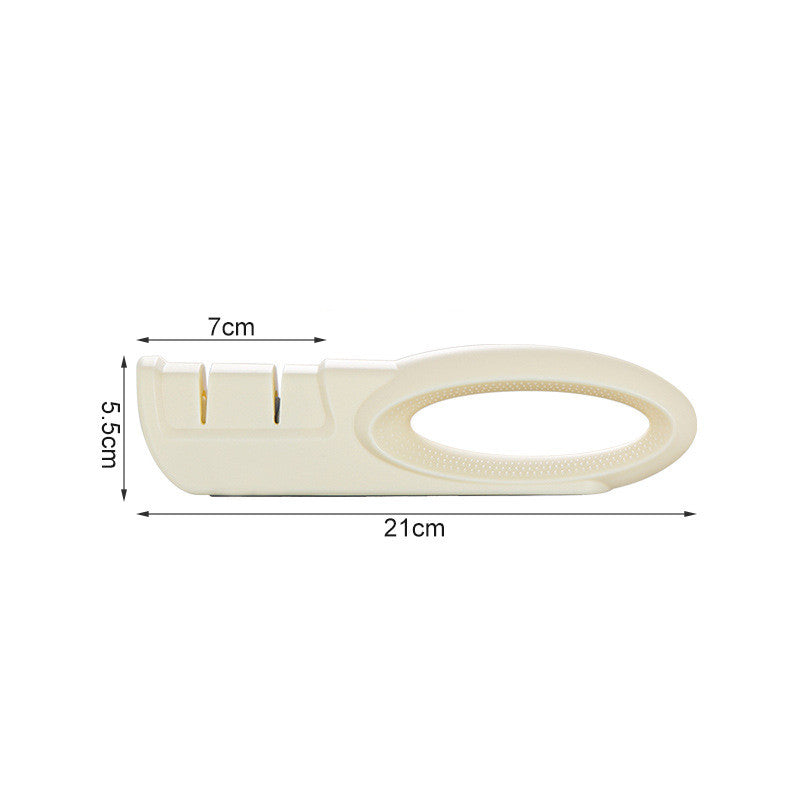 Manual Kitchen Knife Sharpener – 2-Section Corundum Sharpener for Household Use – Beige