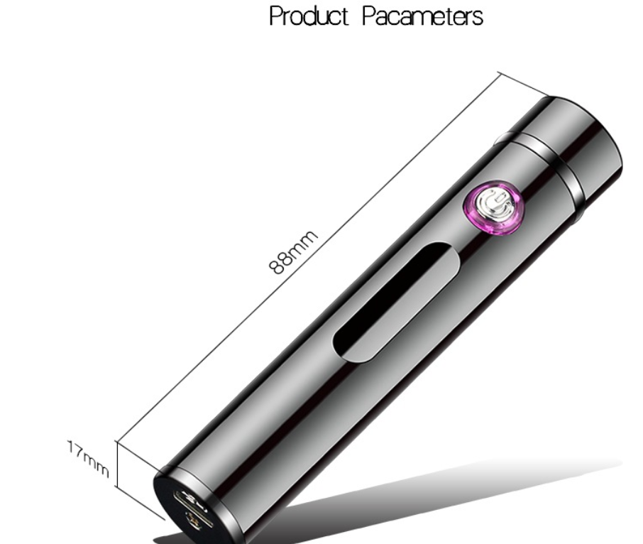 Cylindrical USB Electronic Cigarette Lighter – Compact Metal Design with USB Charging Cable