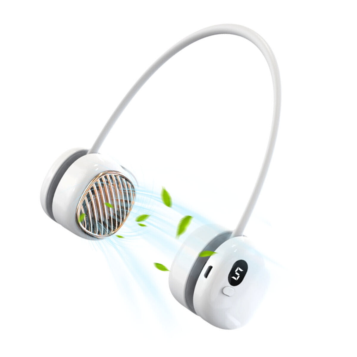 Portable Hanging Neck Fan | 5-Speed Wearable Air Cooler | Rechargeable Mini Neck Fan with LCD Display