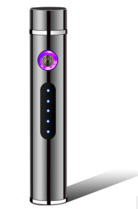 Cylindrical USB Electronic Cigarette Lighter – Compact Metal Design with USB Charging Cable