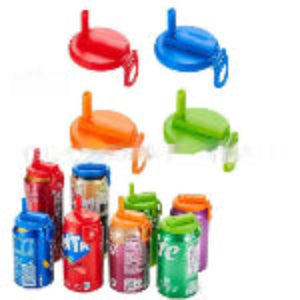 Colorful drink containers with lids on a white background