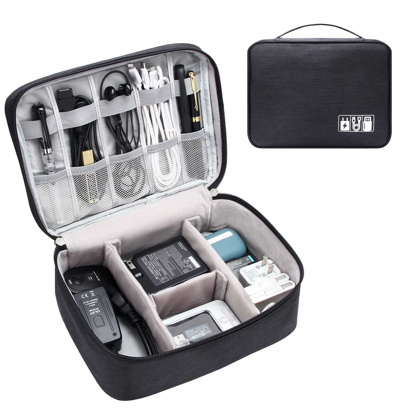 Waterproof Electronics Organizer | Travel Cable & Charger Storage Case with DIY Compartments