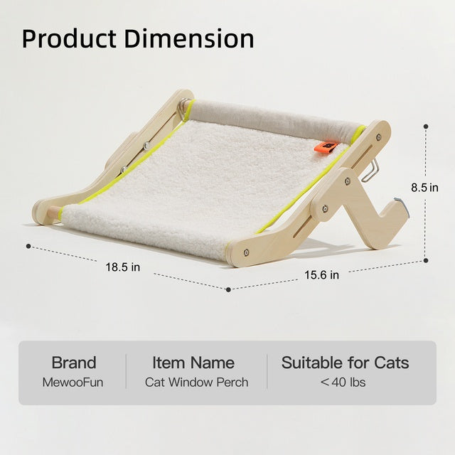 Mewoofun Cat Window Perch Hammock - Easy to Wash, 40 Lbs Capacity, Adjustable, Stable, Multi-Scene Use