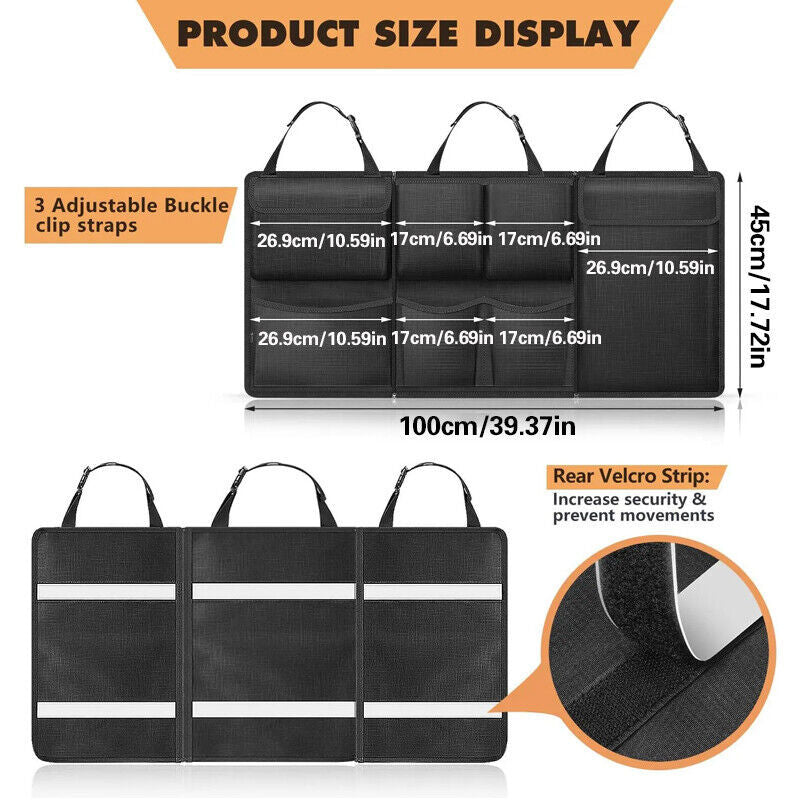 Large Car Boot Organiser Tidy Back Seat Storage Bag Hanging Pocket Accessories