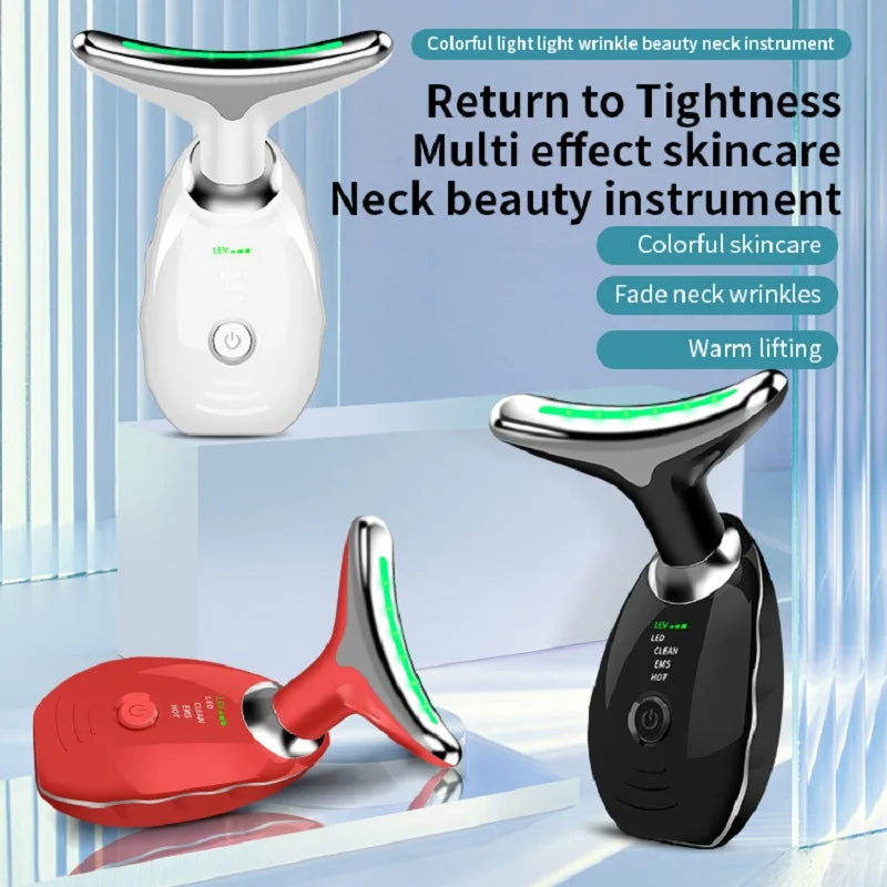 Neck Face Beauty Device – LED Photon Therapy Skin Tightening Massager for Anti-Wrinkle, Double Chin Reduction & Lifting – Portable Skin Care Tool for Face & Neck