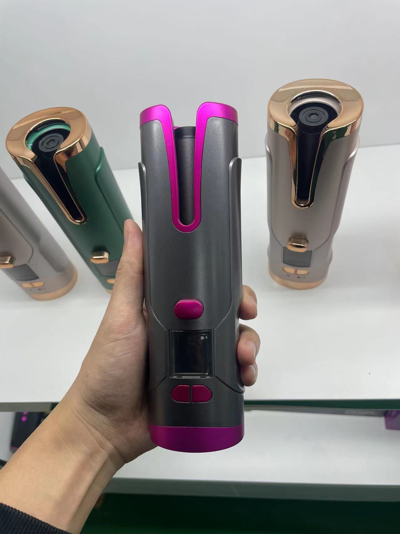 Rechargeable Automatic Hair Curler for Women | Portable Ceramic Curling Iron with LCD Display & Anti-Tangle Protection