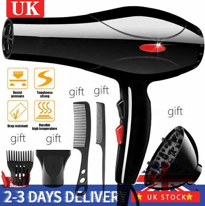 Professional Hair Dryer with Nozzle Concentrator – Salon-Grade Blow Dryer with 3 Heat Settings, Ergonomic Grip & Fast Styling