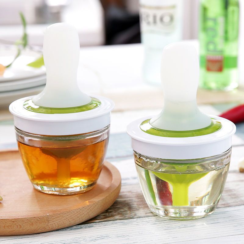 Kitchen Oil Brush Bottle – Folding Glass & Silicone Barbecue and Cooking Oil Dispenser