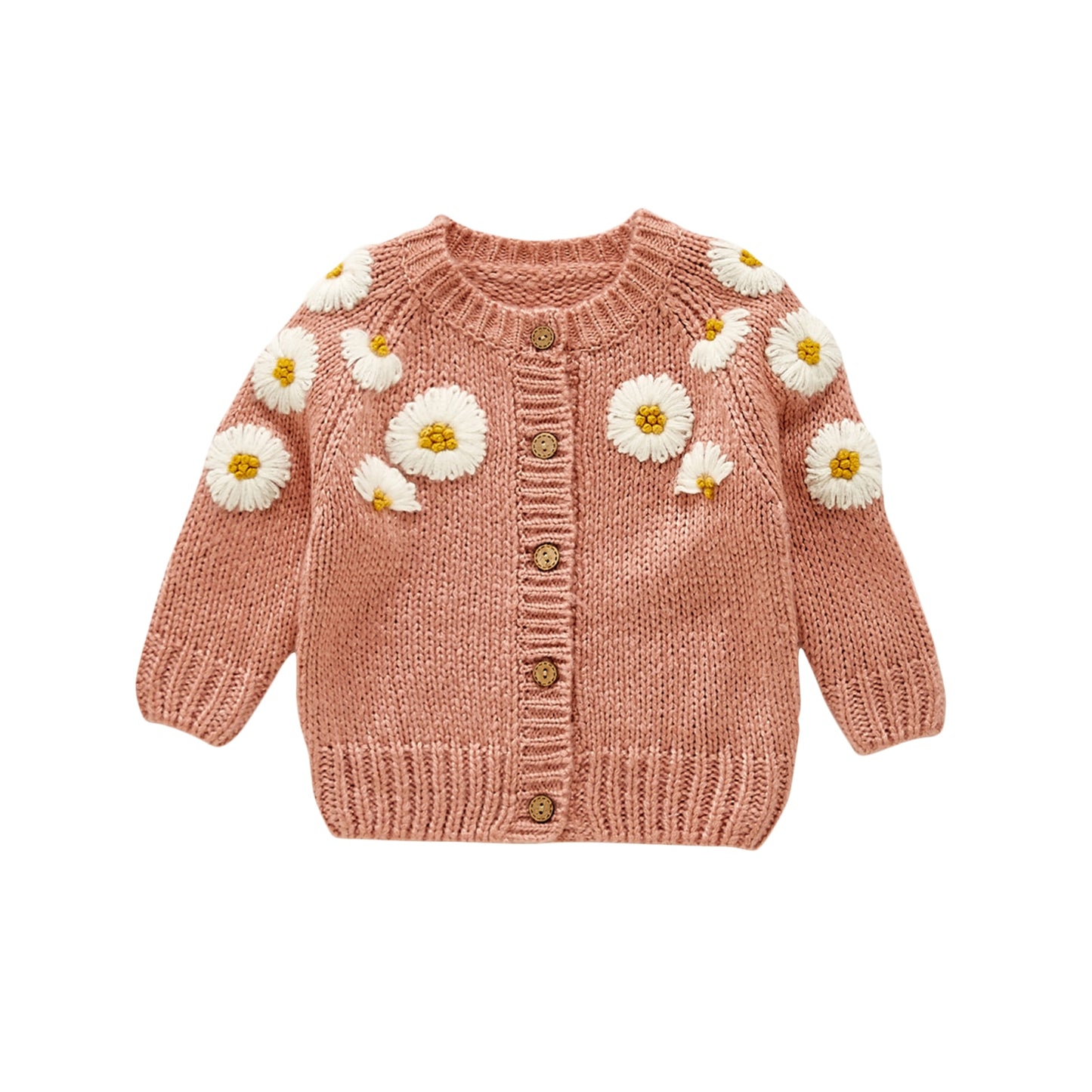 Blue baby girl sweater with floral embroidery