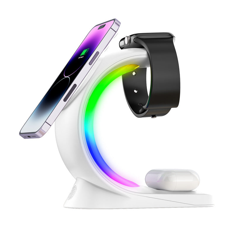 4-in-1 Magnetic Wireless Charging Station with RGB Light | Fast Charger for iPhone, AirPods & Apple Watch