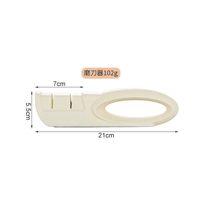 Manual Kitchen Knife Sharpener – 2-Section Corundum Sharpener for Household Use – Beige