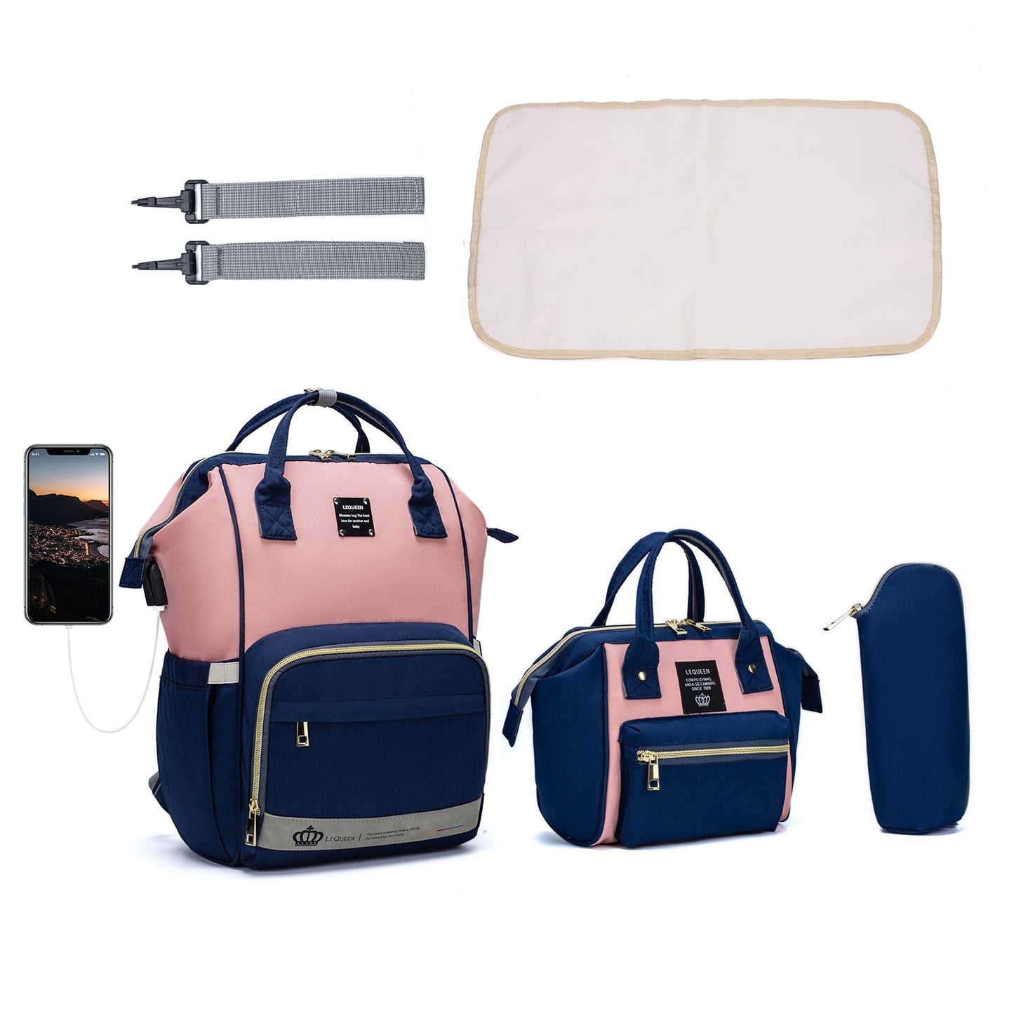 "Elegant Large Diaper Bag for Moms"