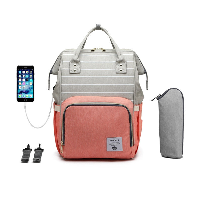"Large Diaper Bag with Multiple Compartments"