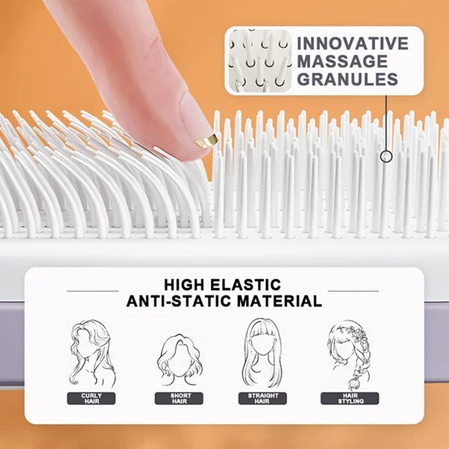 4-in-1 Self-Cleaning Hair Brush – Anti-Static Scalp Massager for All Hair Types
