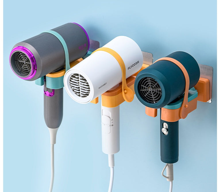 Hair Dryer Wall-Mounted Rack – Punch-Free, Rotatable, Multifunctional Blower Storage for Bathroom & Toilet