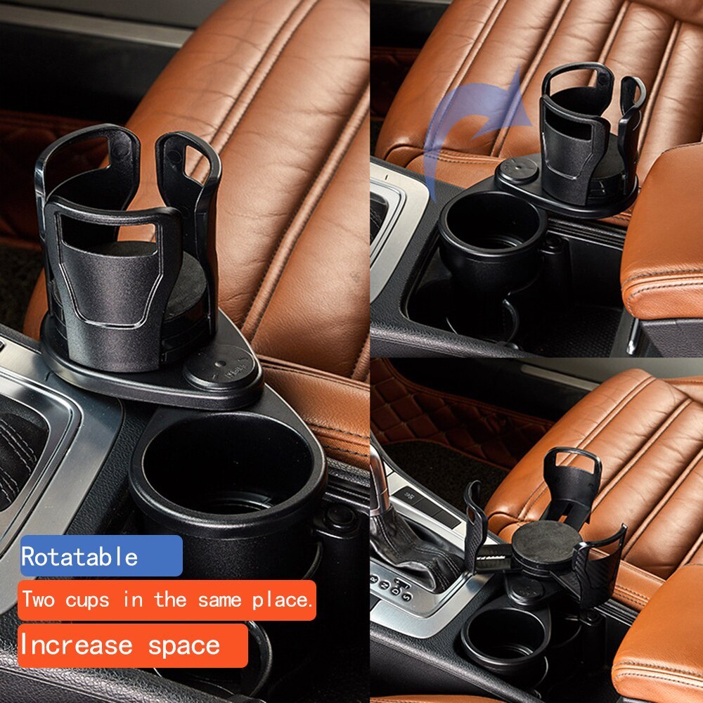 Foldable 2-in-1 Car Cup Holder – Dual Drink & Organizer Holder, 360° Rotatable, Space-Saving Car Accessory