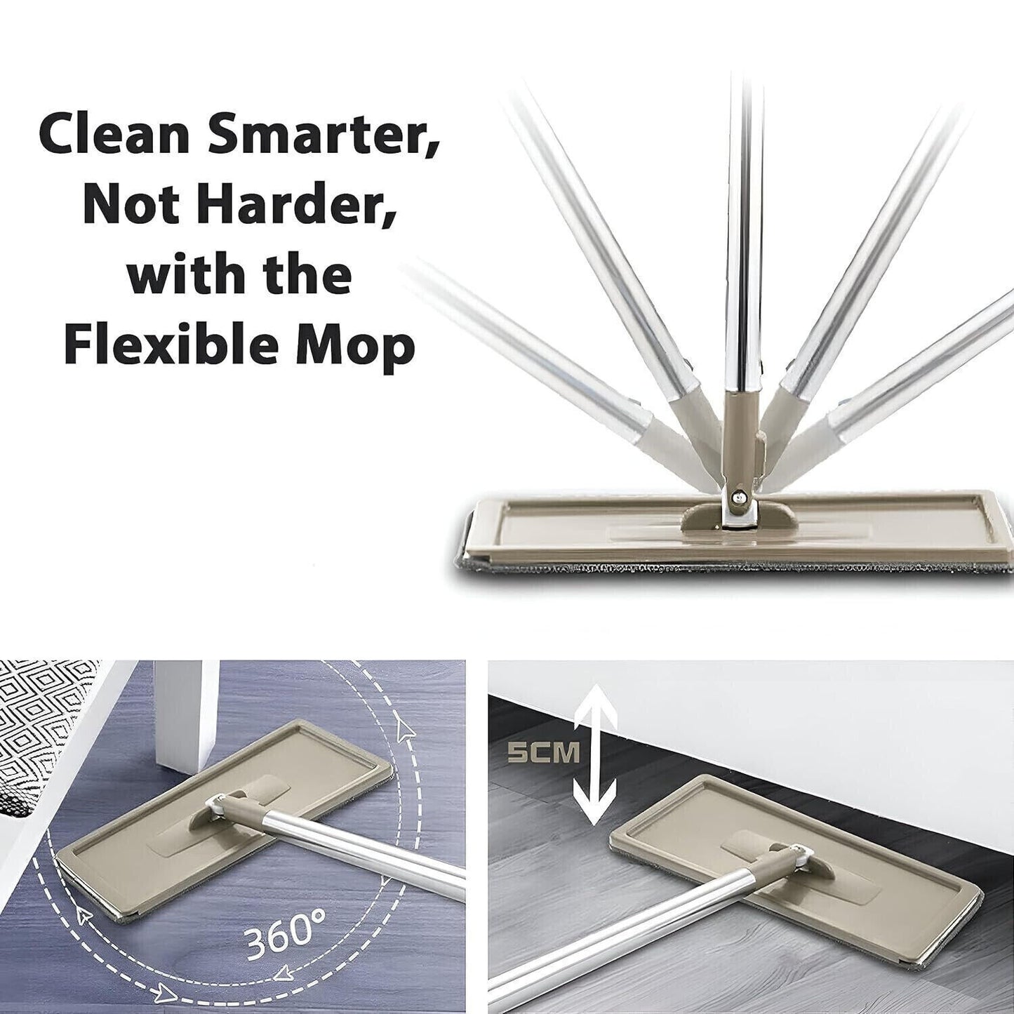 UK Multi-Functional Wash & Dry Mop and Bucket Set with 10 Microfiber Pads – Flat Squeeze Mop for Hardwood, Tile, Vinyl & Laminate Floors