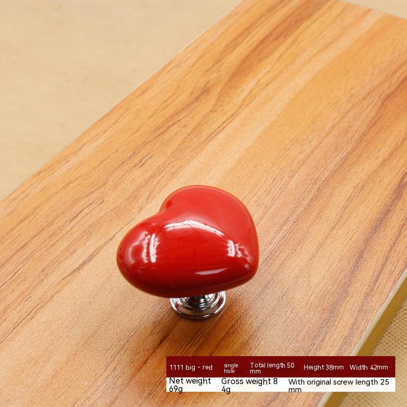 Love Ceramic Handle for Wardrobe Drawer & Cabinet Doors – Heart-Shaped, Coloured Glaze, Multiple Sizes