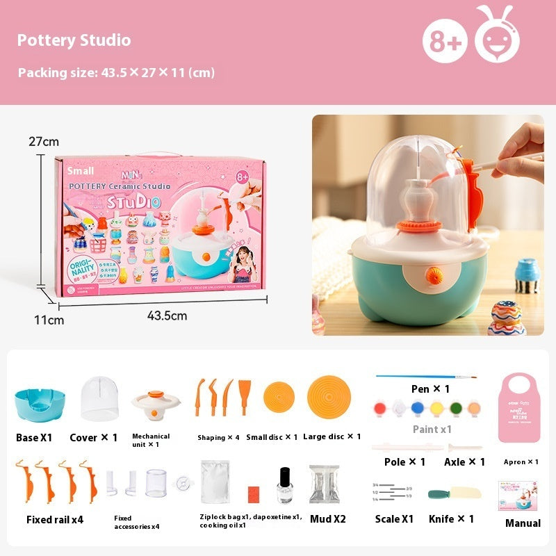 Children's Potter's Wheel Electric Clay Turntable – DIY Handmade Toy for Creative Play, Ages 4-6