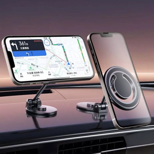 Magnetic Car Phone Holder Mount – MagSafe Compatible, Foldable, Adjustable with Strong Suction, for iPhone & Samsung Smartphones