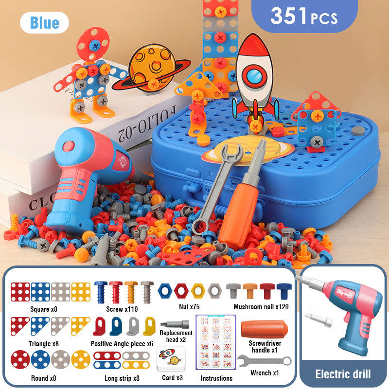Electric Screwdriver Toolbox Toy for Kids – Educational Assembly Drill Set