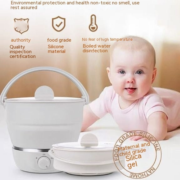 Portable Folding Electric Cooker | Multifunctional Hot Pot, Food-Grade Silicone, Mini Travel Cooker for Camping, Dorms, & Travel
