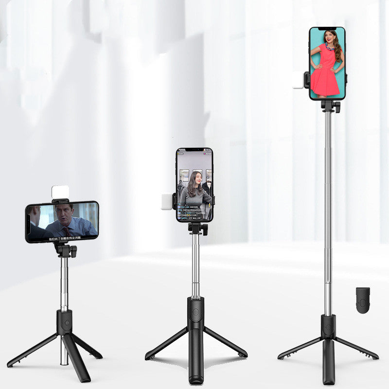 Bluetooth Fill Light Selfie Stick Tripod and Phone Holder Compatible with iPhone and Android for Live Streaming and Photography