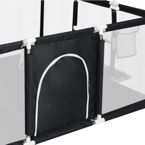 Large Baby Playpen with 100 Balls, Basketball Hoop & Soccer Net – Safe Indoor & Outdoor Toddler Activity Center