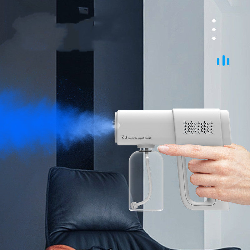 Wireless Electric Sanitizer Sprayer – Handheld Nano Steam Disinfection Gun with Blue Light | USB Rechargeable Atomizer for Home, Car & Office