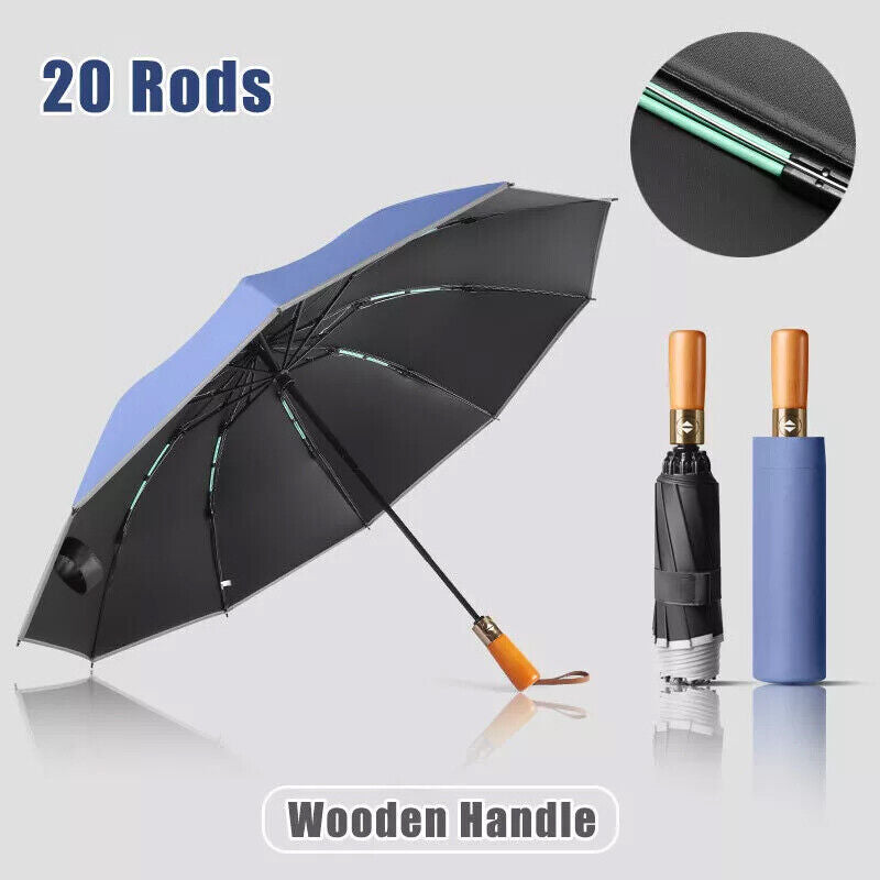 Portable Windproof Umbrella – Strong 20-Rib Frame, Automatic Open & Close, Compact Folding Design for Men & Women