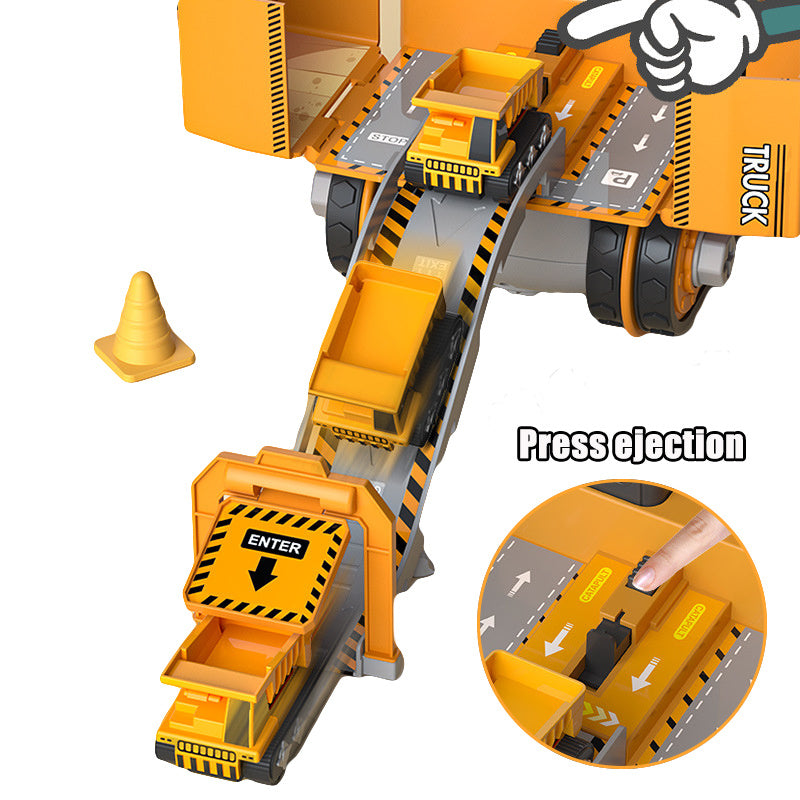 4-in-1 DIY Construction Vehicle Toy Set – Crane, Excavator & Track