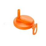 Orange lid with a straw on a white background