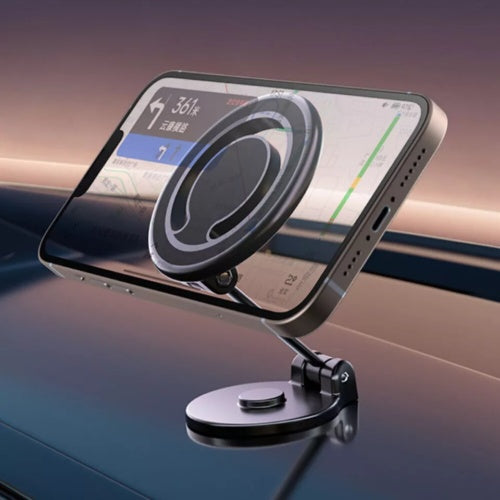 Magnetic Car Phone Holder Mount – MagSafe Compatible, Foldable, Adjustable with Strong Suction, for iPhone & Samsung Smartphones