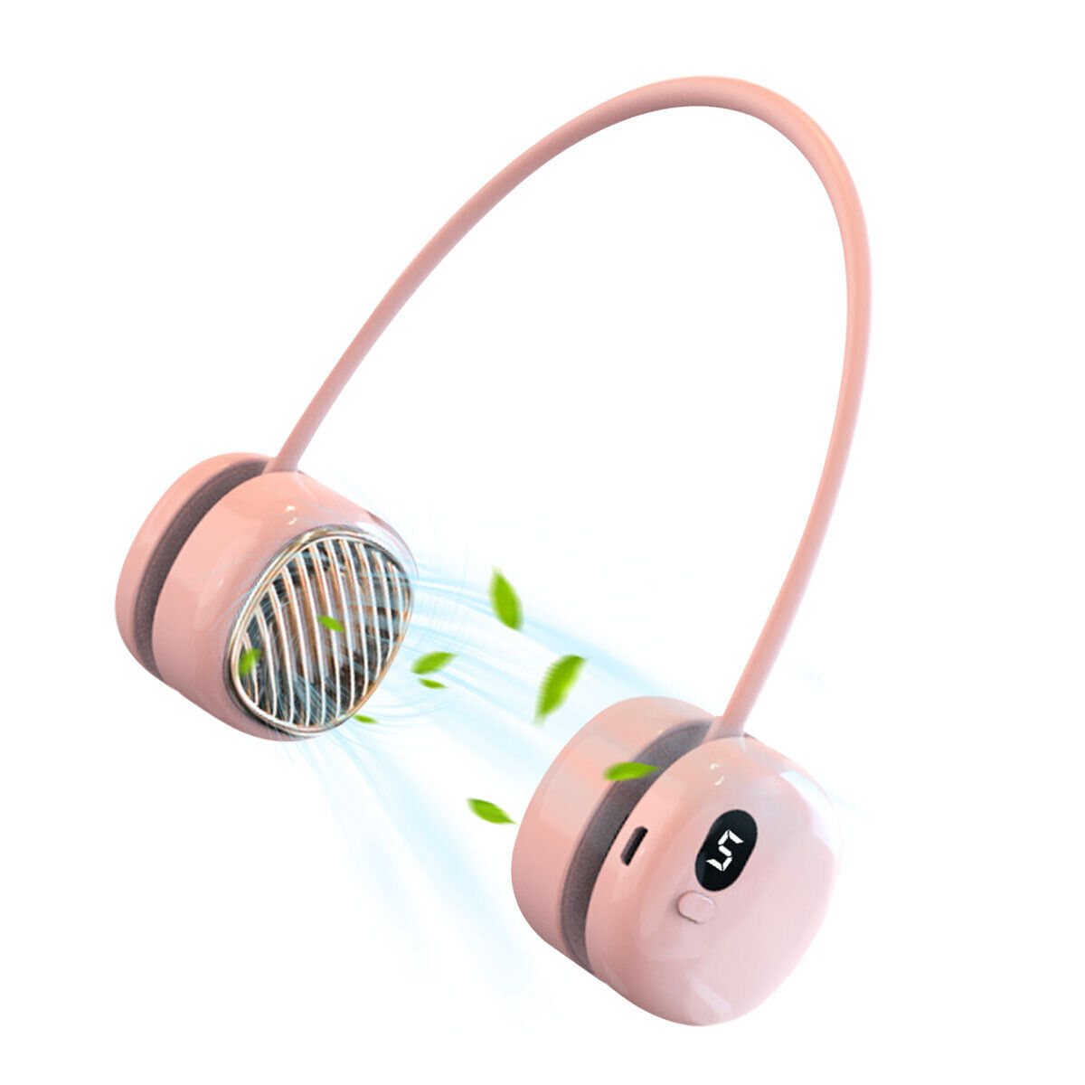 Portable Hanging Neck Fan | 5-Speed Wearable Air Cooler | Rechargeable Mini Neck Fan with LCD Display