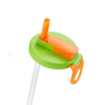 Green and orange lid with straw attachment on a white background