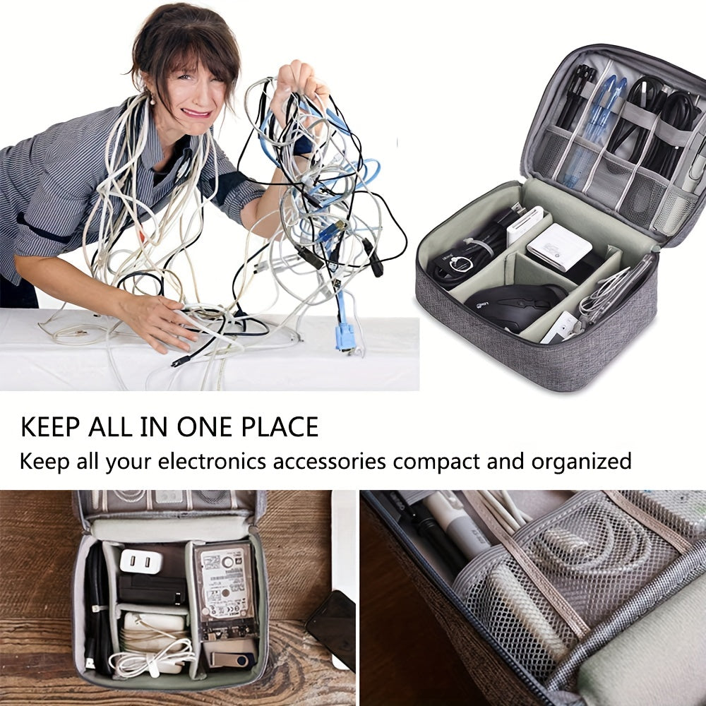 Waterproof Electronics Organizer | Travel Cable & Charger Storage Case with DIY Compartments