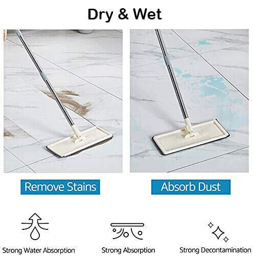 UK Multi-Functional Wash & Dry Mop and Bucket Set with 10 Microfiber Pads – Flat Squeeze Mop for Hardwood, Tile, Vinyl & Laminate Floors