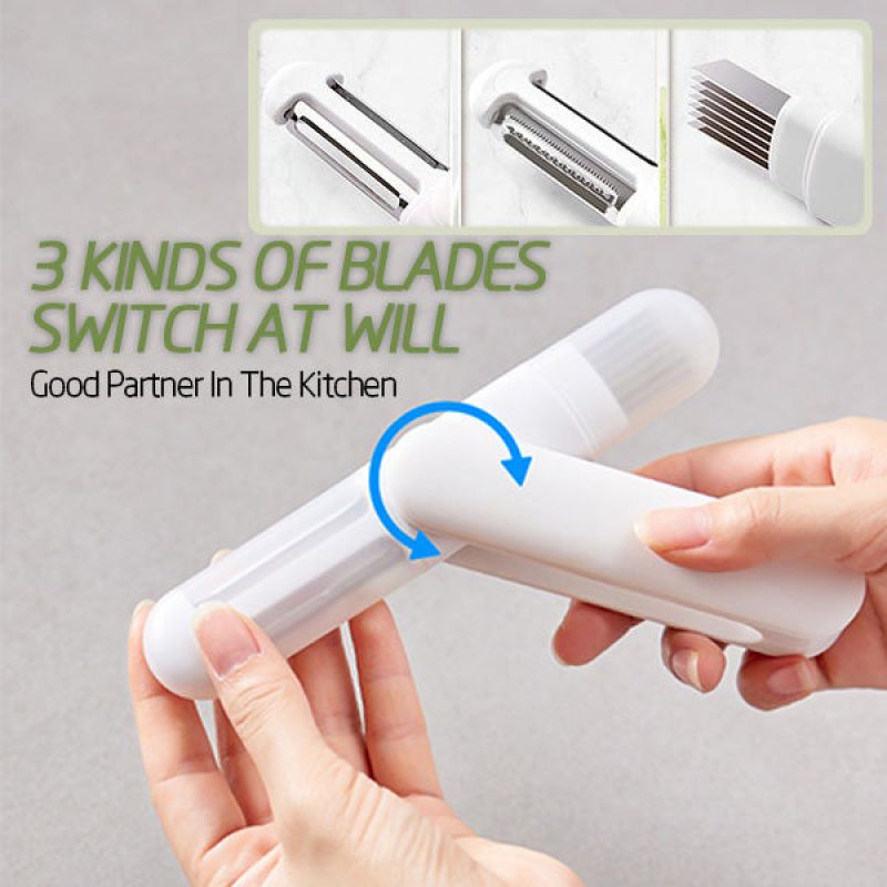 360° Rotating Stainless Steel 3-in-1 Peeler & Grater – Multipurpose Kitchen Gadget for Effortless Peeling, Shredding & Slicing