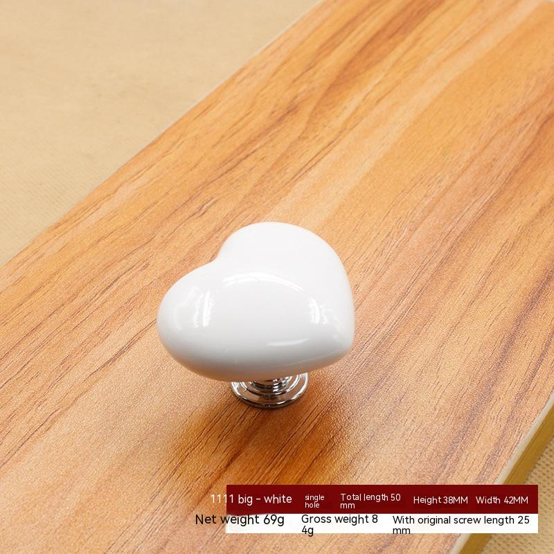 Love Ceramic Handle for Wardrobe Drawer & Cabinet Doors – Heart-Shaped, Coloured Glaze, Multiple Sizes