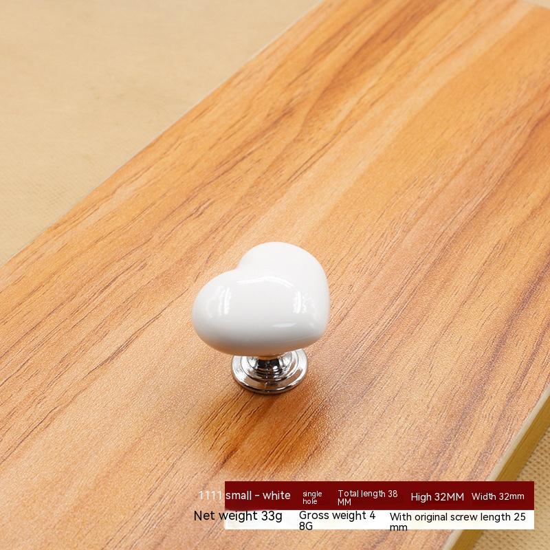 Love Ceramic Handle for Wardrobe Drawer & Cabinet Doors – Heart-Shaped, Coloured Glaze, Multiple Sizes