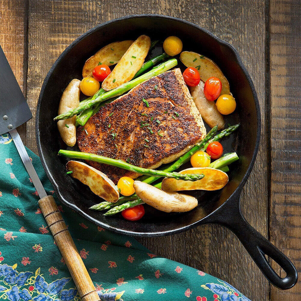 Set of 3 Cast Iron Skillet Pans – Pre-Seasoned Non-Stick Griddle Frying Pans for Cooking, Searing, Baking & Grilling