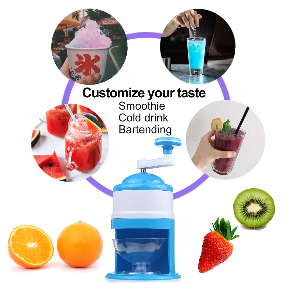 ChillMaster Household Mini Smoothie & Ice Crusher Machine - Hand-Cranked Shaved Ice Maker for Smoothies & Refreshing Treats