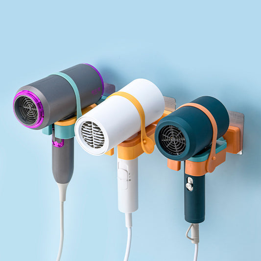 Hair Dryer Wall-Mounted Rack – Punch-Free, Rotatable Multifunctional Storage for Bathroom and Toilet